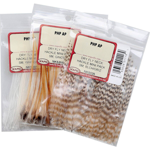Sachet de plumes de cou de coq pour mouches sèches Wapsi Mini Pack