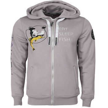 Sweat zippé à capuche brodé Taimen Menza - Lt. Grey