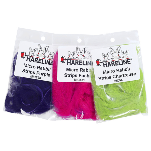Hareline Lanières étroites de peau de lapin avec poils