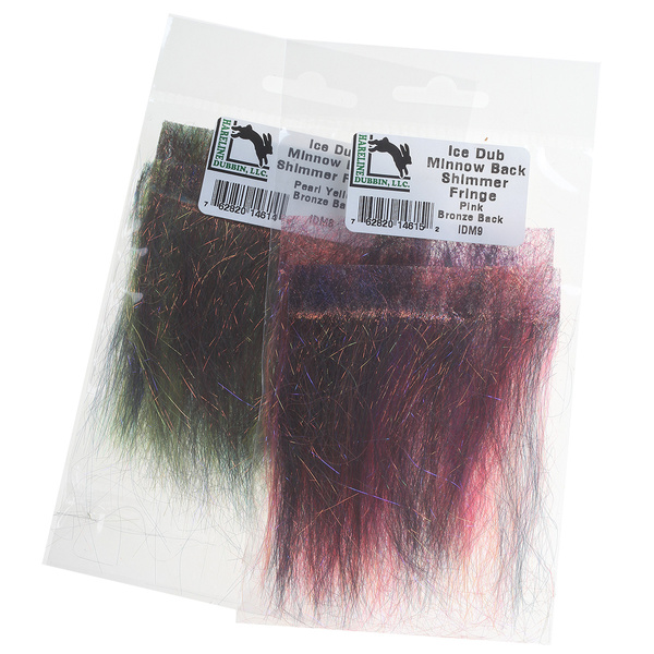 Frange de fibres synthétiques Hareline Ice Dub Minnow Back Shimmer Fringe