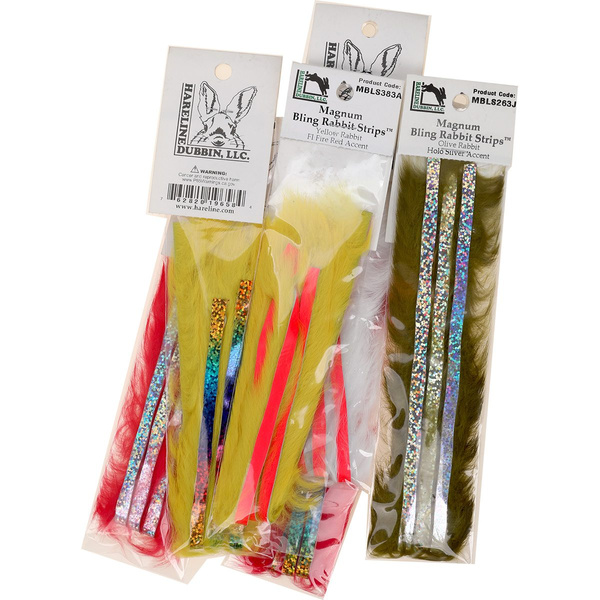 Hareline Larges bandes de peau de lapin avec fourrure Magnum Bling