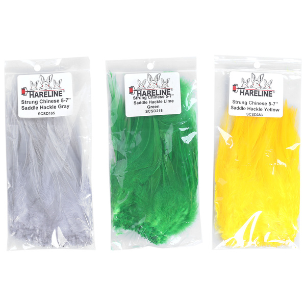 Hareline Plumes de selle de coq chinois liées à la base 5-7