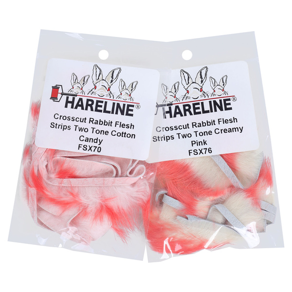Lanières de peau de lapin Flesh Two Tone coupées transversalement au poil Hareline