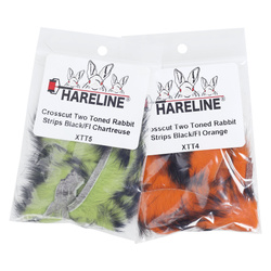 Hareline Bandes de peau de lapin à poils, coupe transversale, Two Toned