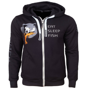Sweat zippé à capuche brodé Taimen Menza - Black